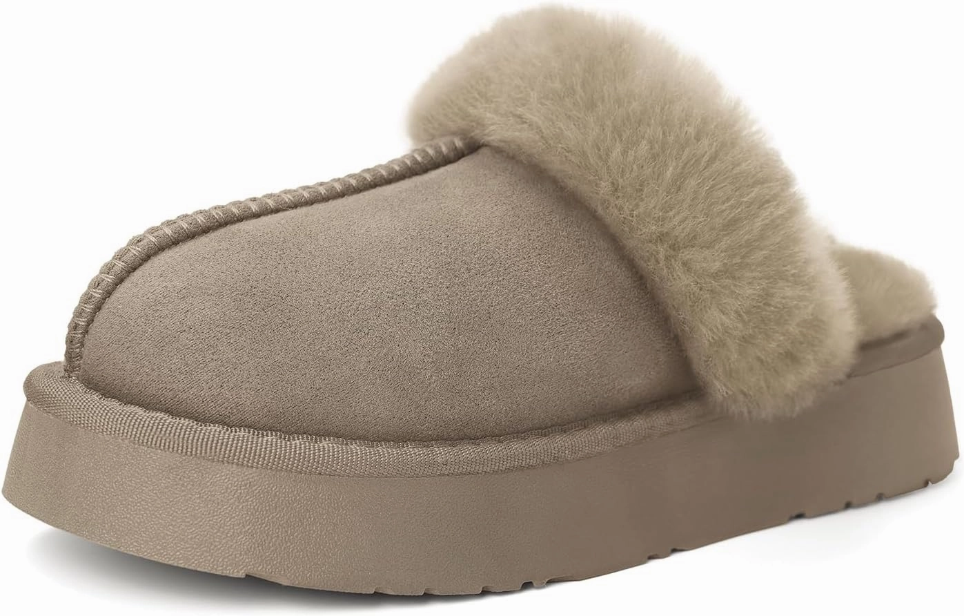 SOULROSE Women's Fuzzy Memory Foam Slippers Disquette Platform Fuzzy Comfy Cozy House Bedroom Indoor Outdoor Slippers Shoes with Non-Slip Sole Womens Gift Slippers