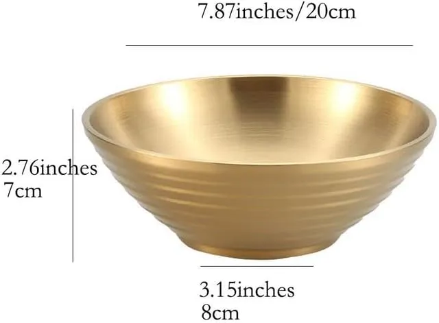 Soup Bowls Ramen Bowls Set of 3 SUS304 Stainless Steel Bowl Dinner Server Bowls - Gold