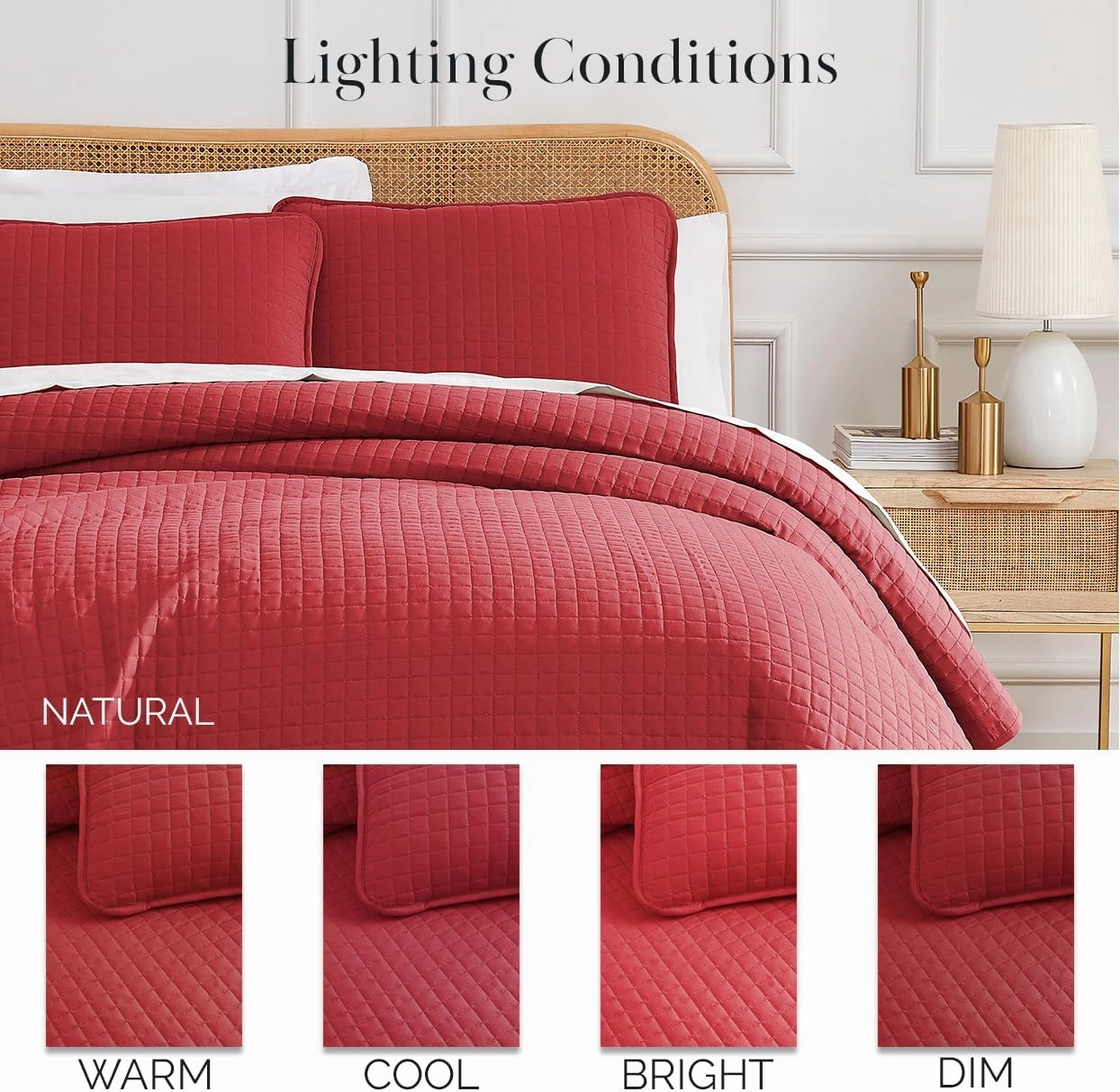 Southshore Fine Living, Inc. King Size Quilt Bedding Set, Soft Microfiber Bedspread, Stain & Pet Hair Resistant Bedding Coverlet, King Size/California Quilt Set with 2 Pillow Shams, Chili Pepper Red