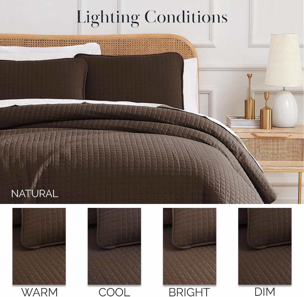 Southshore Fine Living, Inc. Oversized King Quilt Bedding Set, Soft Brushed Microfiber Bedspread, Pet Hair Resistant Bedding, California/King Quilt Coverlet Set with 2 Shams, Chocolate Brown
