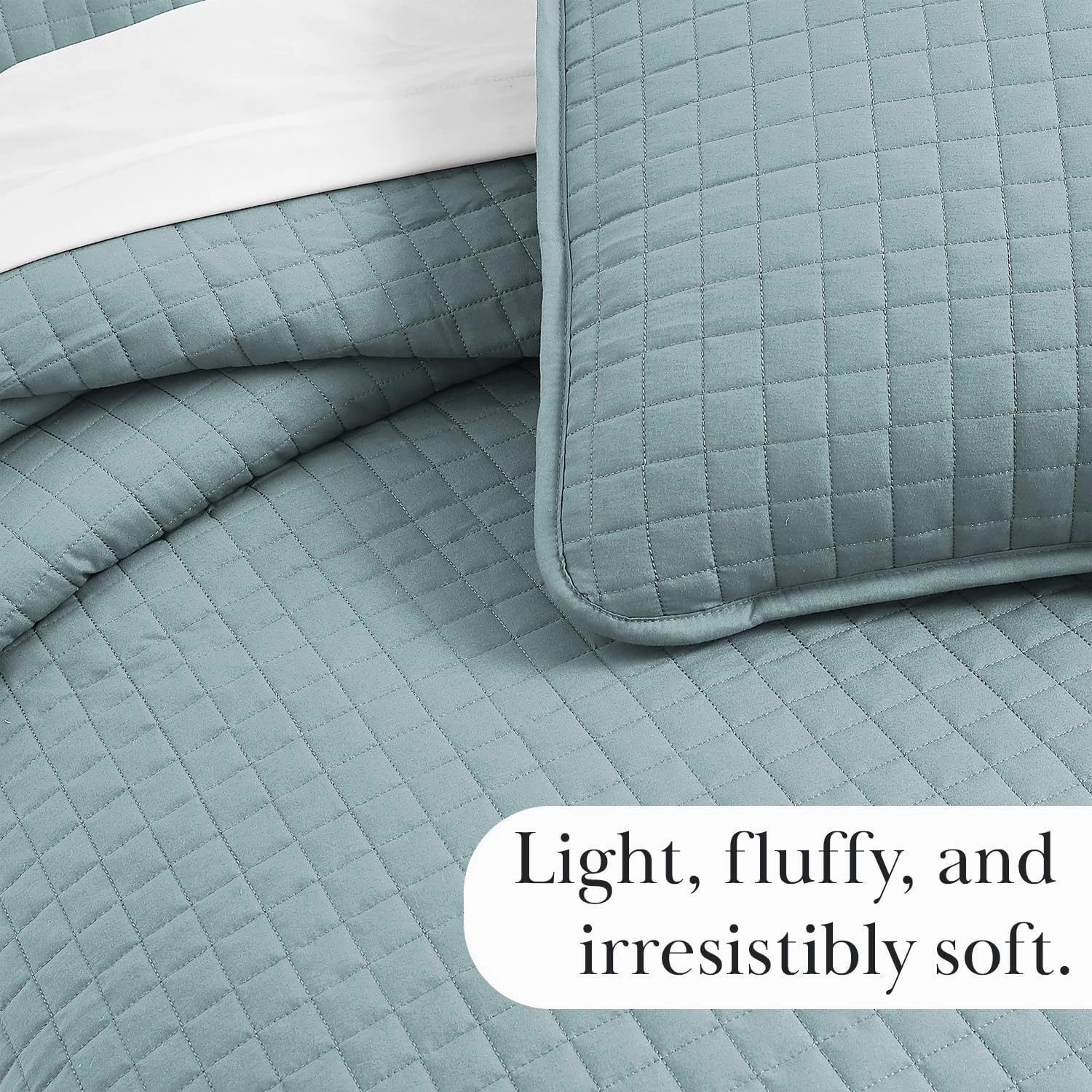 Southshore Fine Living, Inc. Oversized King Quilt Bedding Set, Soft Microfiber, Stain and Pet Hair Resistant Bedding, California/King Size Quilt Coverlet Bedspread Set with 2 Shams, Sky Blue