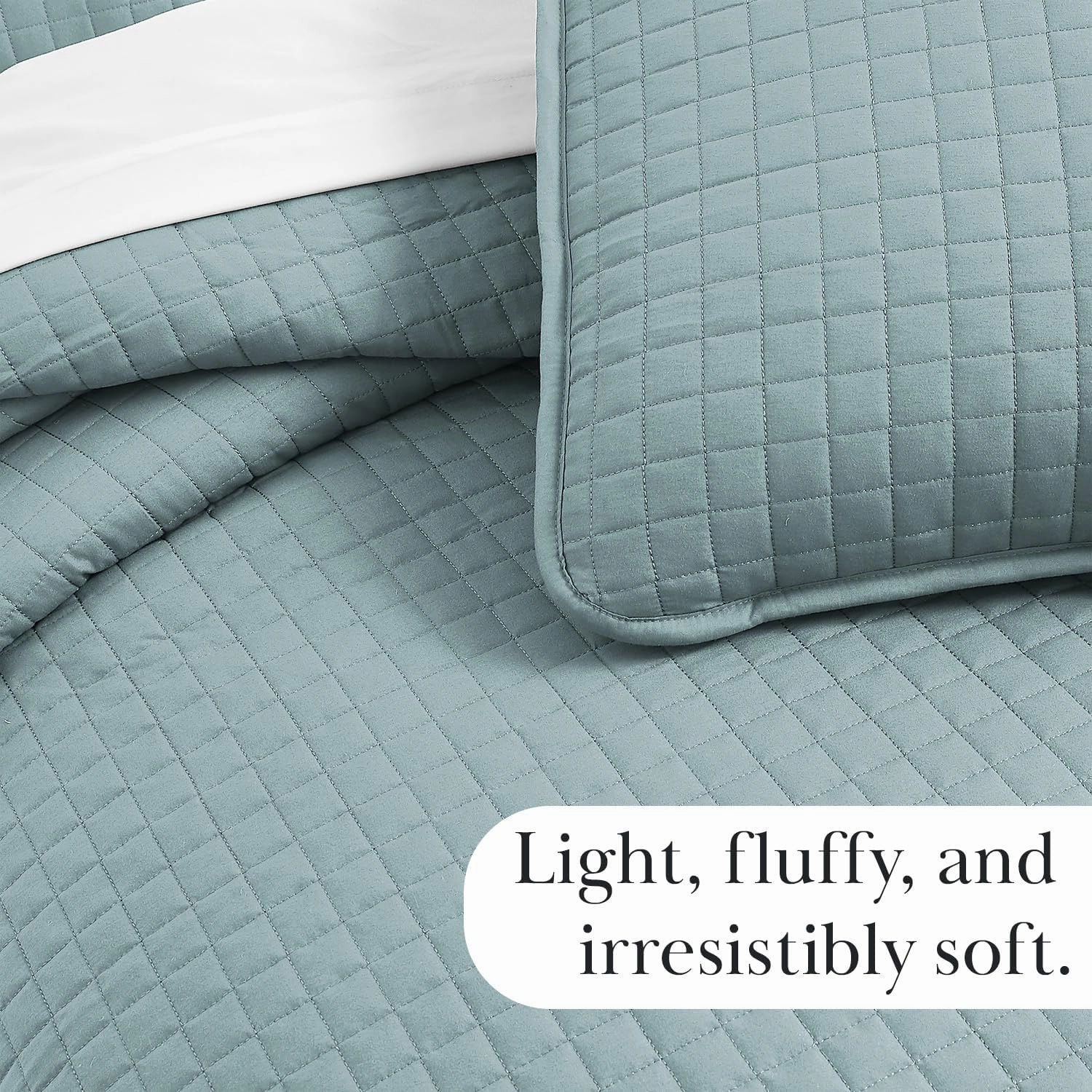Southshore Fine Living, Inc. Oversized King Quilt Bedding Set, Soft Microfiber, Stain and Pet Hair Resistant Bedding, California/King Size Quilt Coverlet Bedspread Set with 2 Shams, Sky Blue