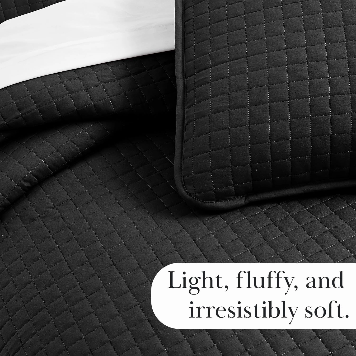 Southshore Fine Living, Inc. Oversized King Quilt Bedding Set, Soft Microfiber, Stain and Pet Hair Resistant Bedding Coverlet, King Size Quilt Set w/2 Pillow Shams, Black