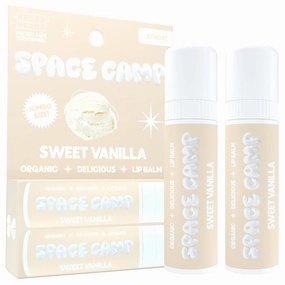 Space Camp Wellness Jumbo Lip Balm - Sweet Vanilla Organic Flavored Balm (2 Pack)