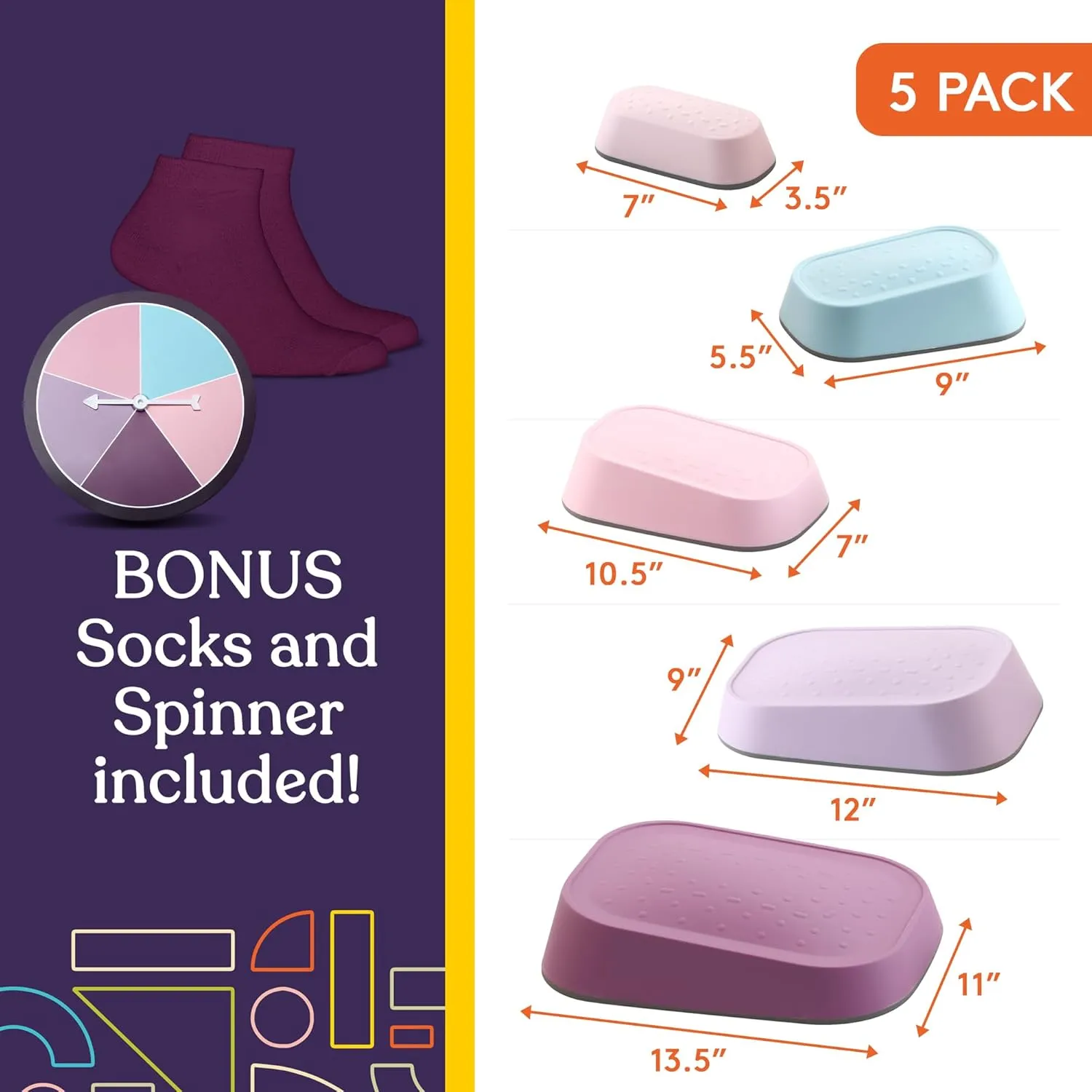 Special Supplies Set of 5 Stepping Stones for Kids Indoor and Outdoor Balance Blocks Promote Coordination, Balance Strength Child Safe Rubber, Non-Slip Edging (Unicorn)