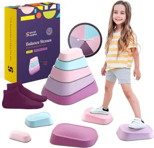 Special Supplies Set of 5 Stepping Stones for Kids Indoor and Outdoor Balance Blocks Promote Coordination, Balance Strength Child Safe Rubber, Non-Slip Edging (Unicorn)