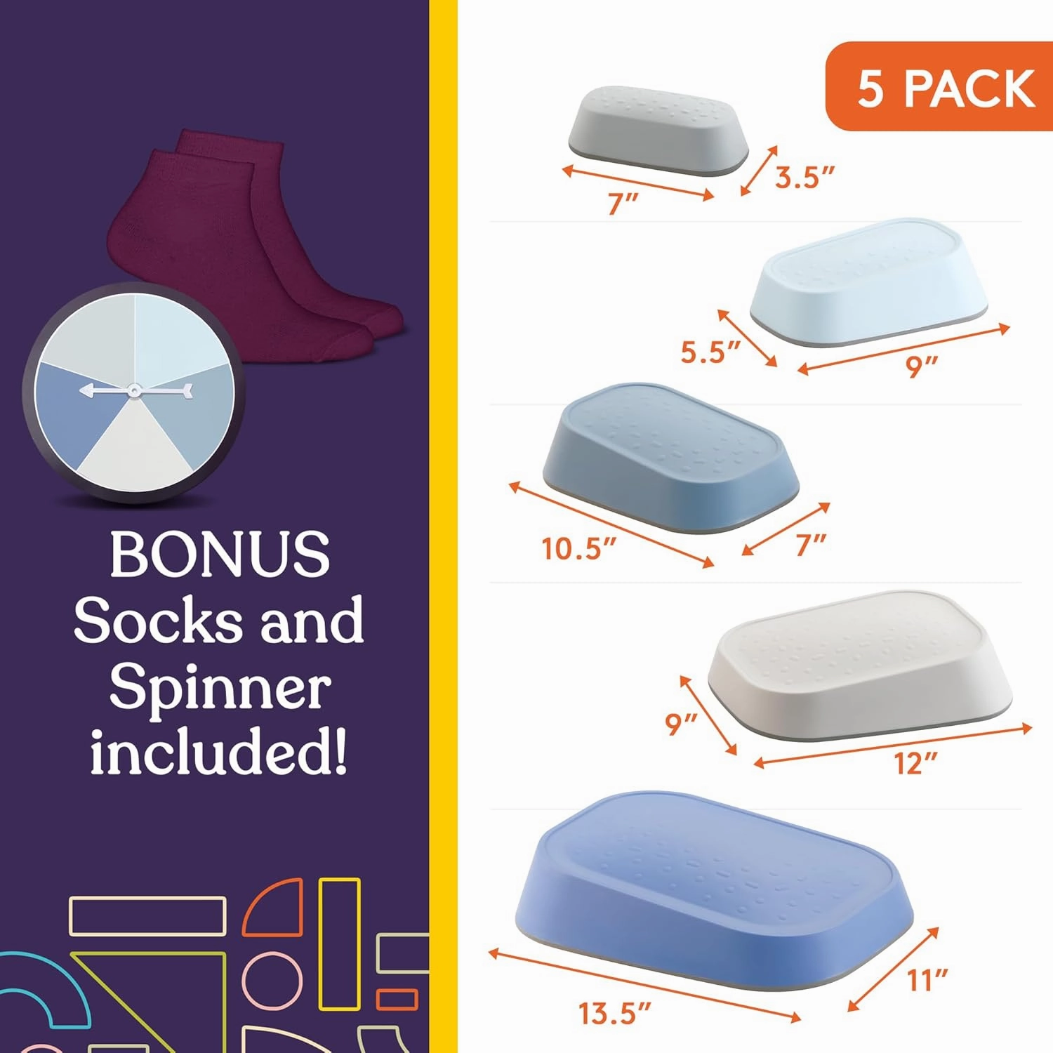 Special Supplies Set of 5 Stepping Stones for Kids Indoor and Outdoor Balance Blocks Promote Coordination, Balance Strength Child Safe Rubber, Non-Slip Edging (Ocean)