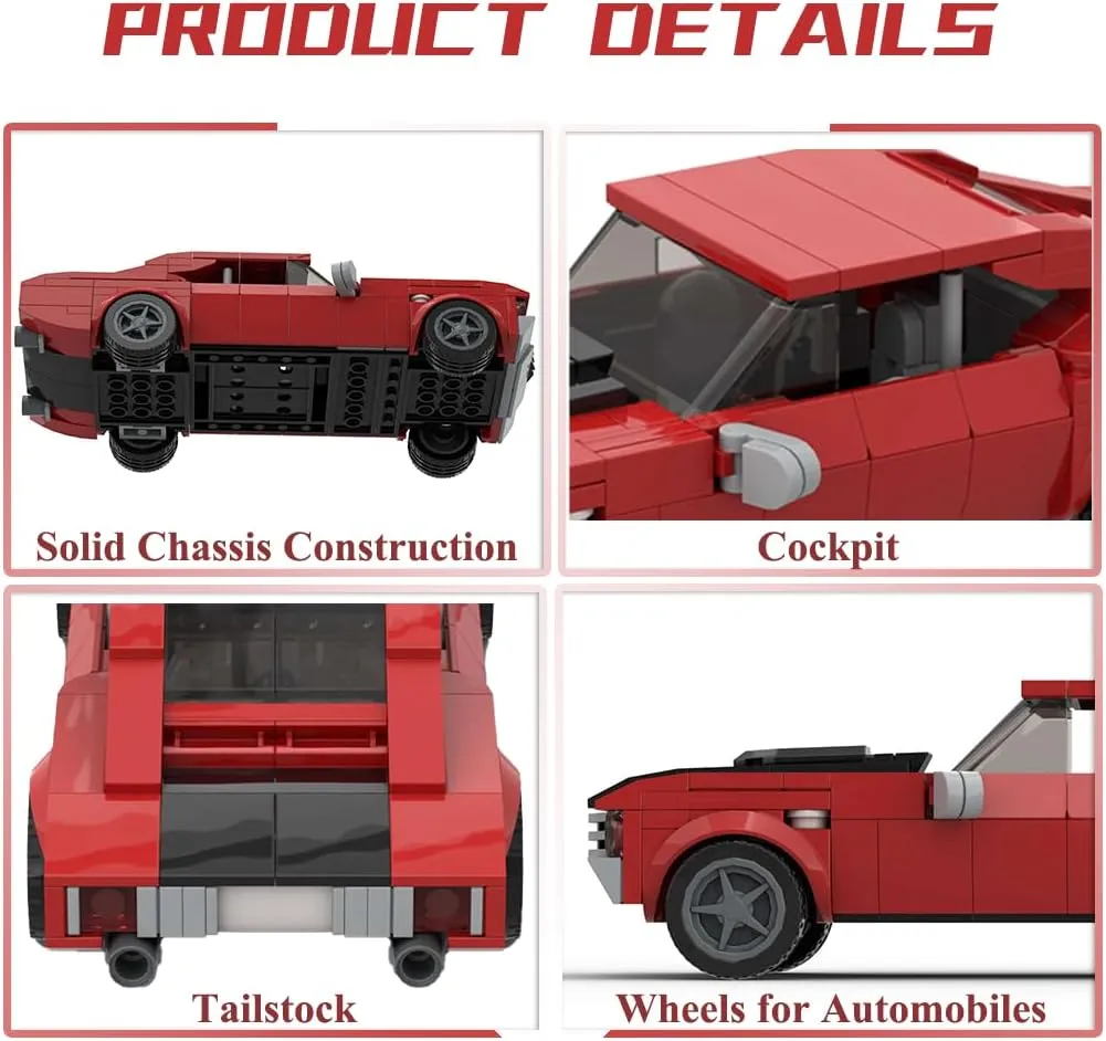 Speed Champions Building Blocks, Collectible Model Cars Kits for Adults and Children, Famous Classic Red Sports Car Blocks, Vehicle DIY Building Toys(292PCS)