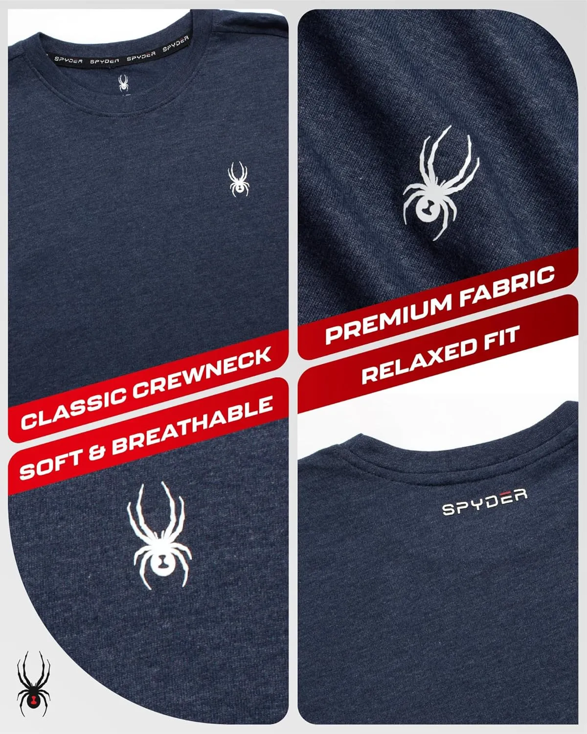 Spyder Mens T-Shirts - Soft Cotton Blend Jersey Crewneck Short Sleeve Shirts for Men, Casual Shirts for Workout & Daily Wear