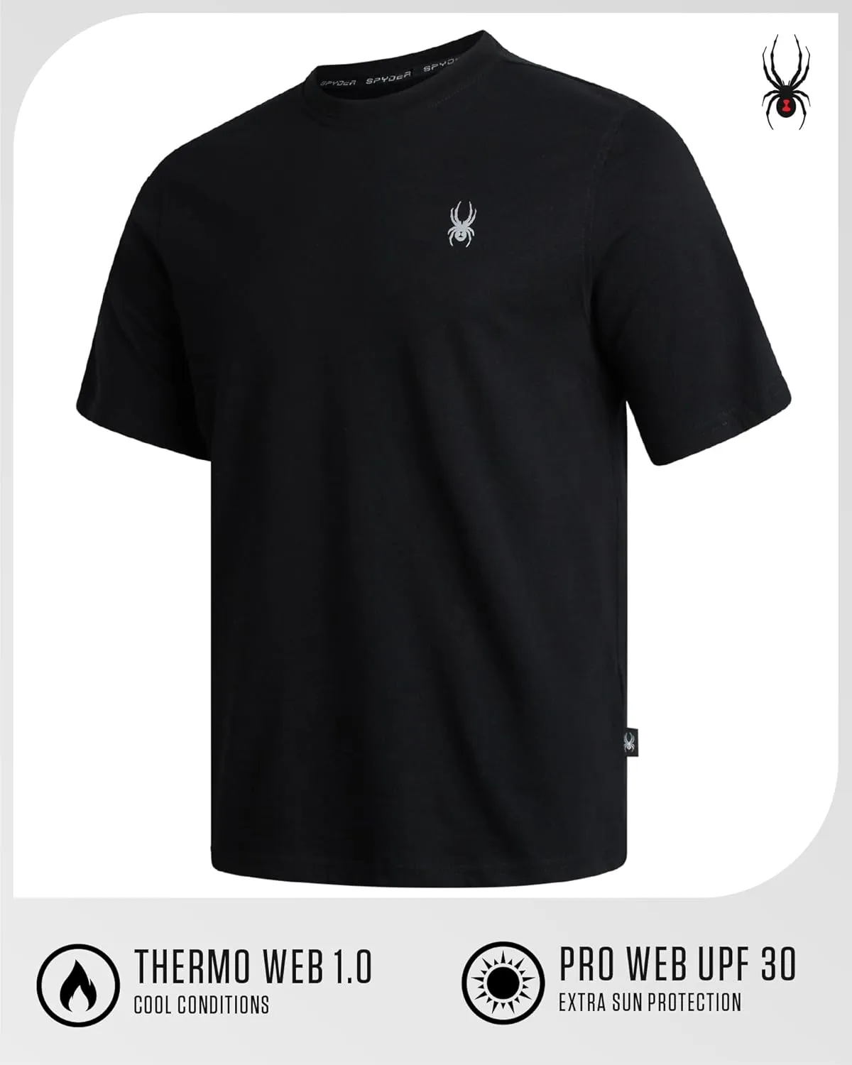 Spyder Mens T-Shirts - Soft Cotton Blend Jersey Crewneck Short Sleeve Shirts for Men, Casual Shirts for Workout & Daily Wear