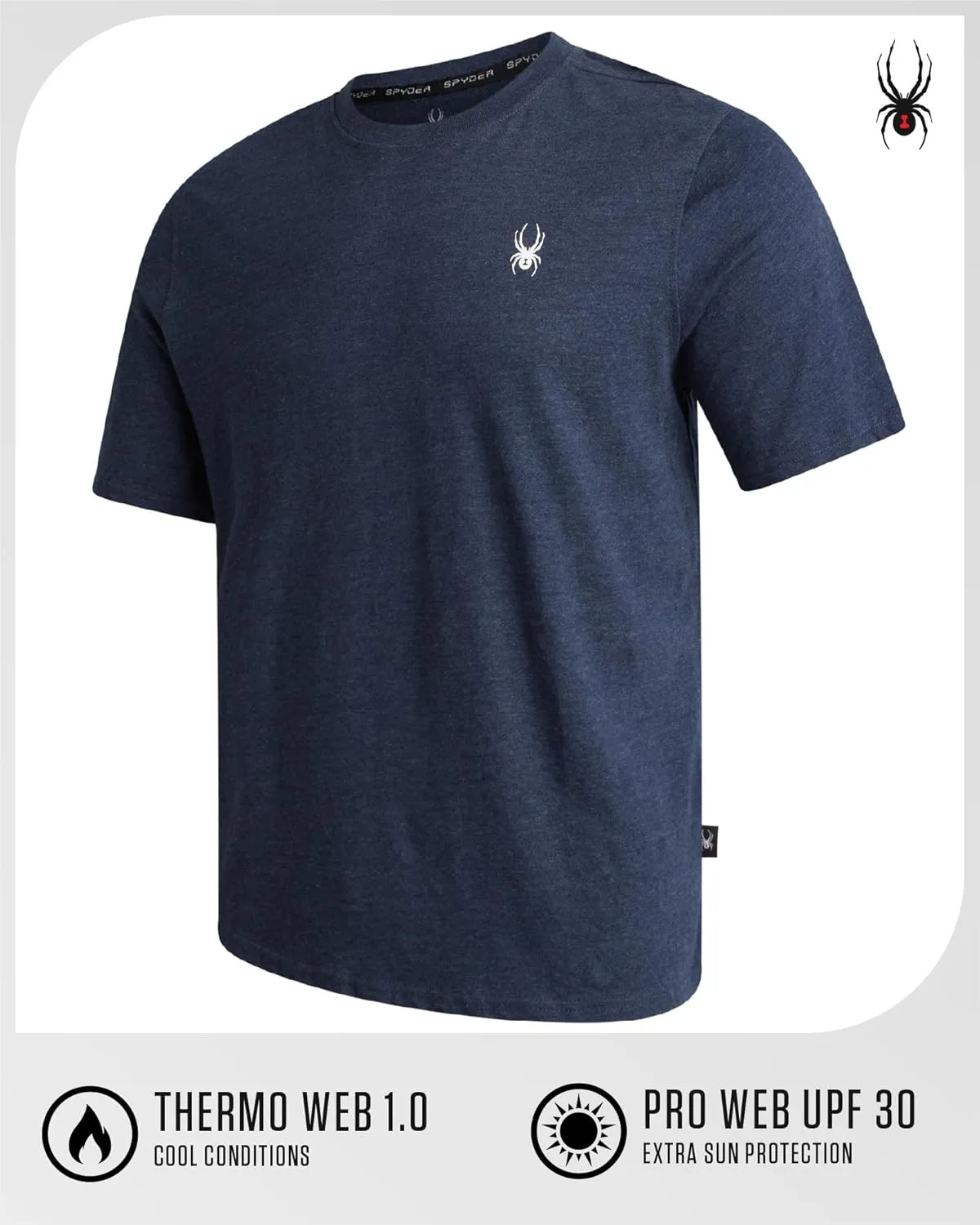 Spyder Mens T-Shirts - Soft Cotton Blend Jersey Crewneck Short Sleeve Shirts for Men, Casual Shirts for Workout & Daily Wear