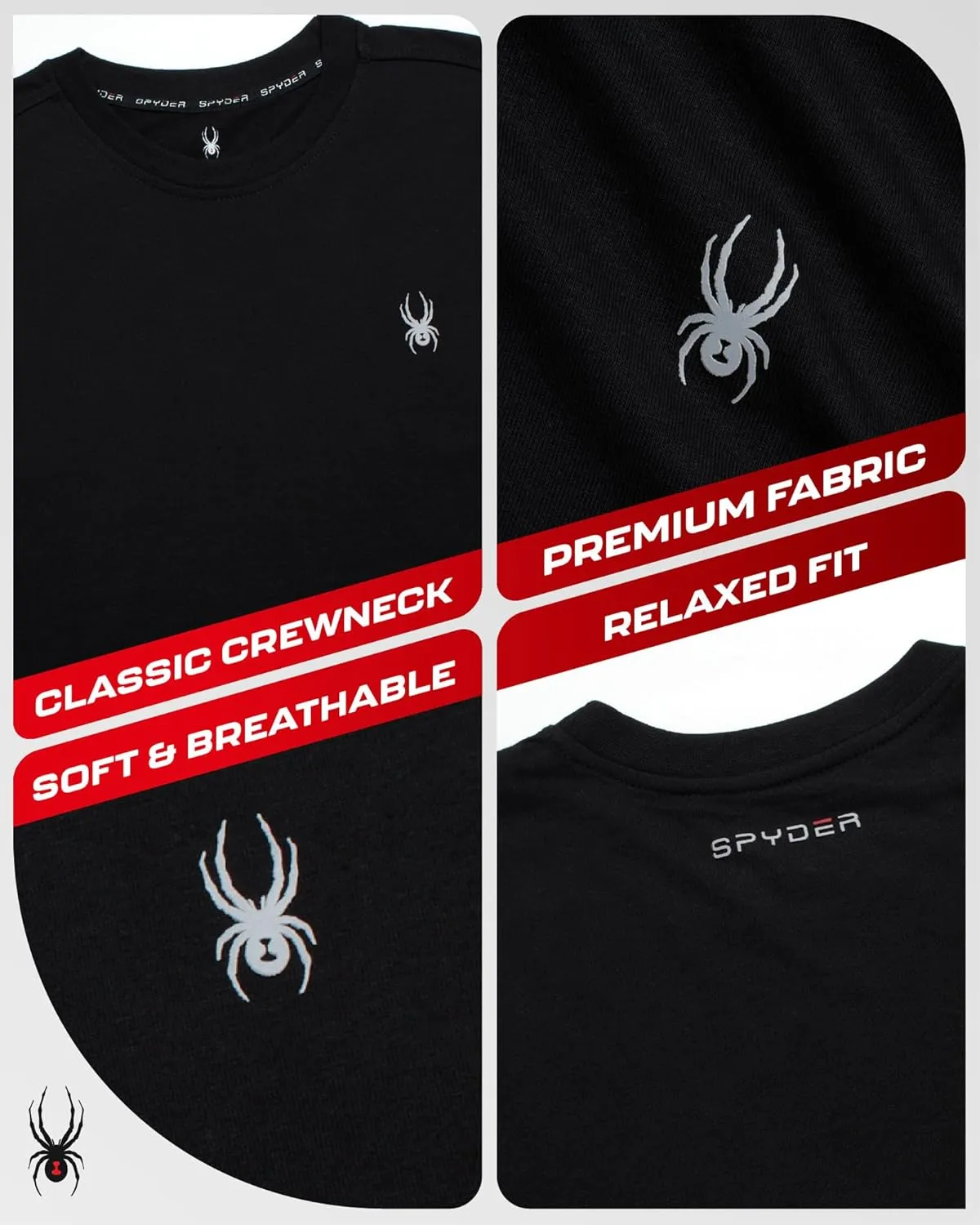 Spyder Mens T-Shirts - Soft Cotton Blend Jersey Crewneck Short Sleeve Shirts for Men, Casual Shirts for Workout & Daily Wear
