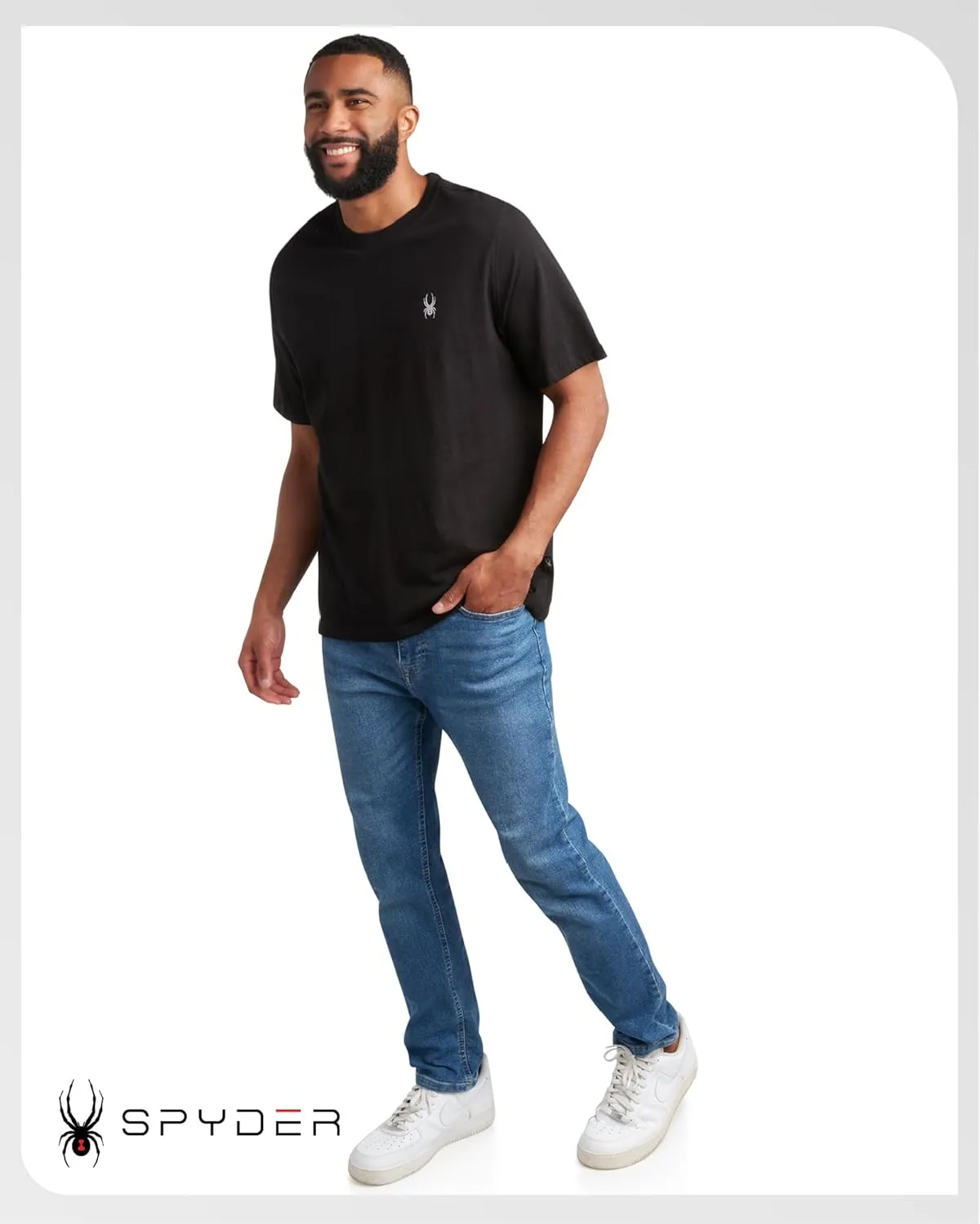 Spyder Mens T-Shirts - Soft Cotton Blend Jersey Crewneck Short Sleeve Shirts for Men, Casual Shirts for Workout & Daily Wear