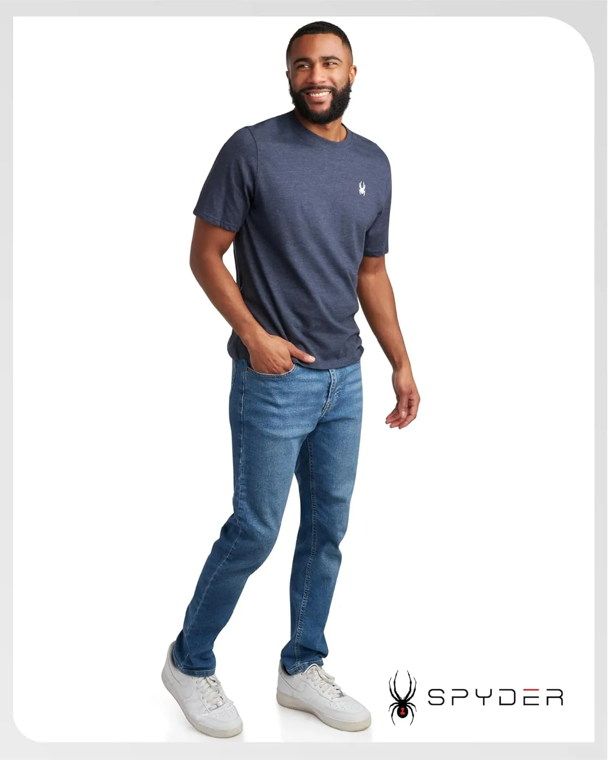 Spyder Mens T-Shirts - Soft Cotton Blend Jersey Crewneck Short Sleeve Shirts for Men, Casual Shirts for Workout & Daily Wear