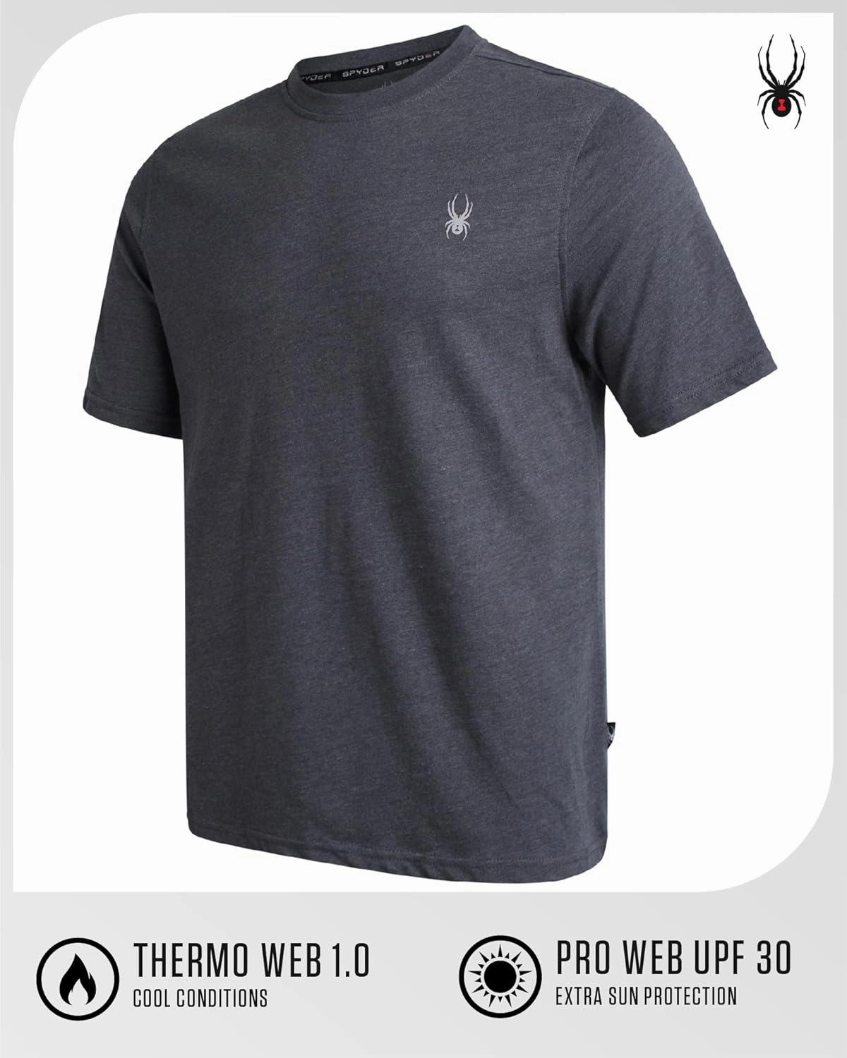 Spyder Mens T-Shirts - Soft Cotton Blend Jersey Crewneck Short Sleeve Shirts for Men, Casual Shirts for Workout & Daily Wear