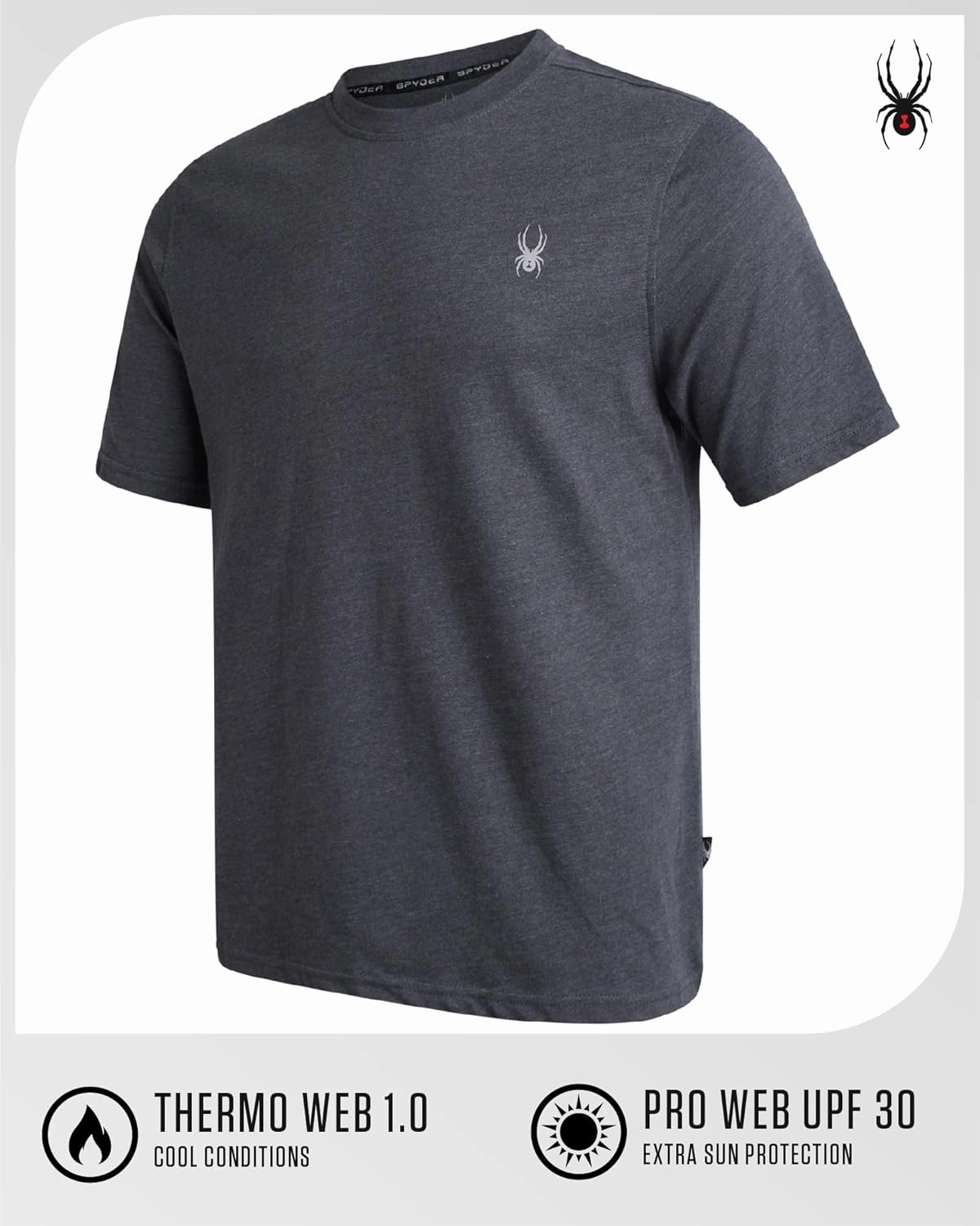 Spyder Mens T-Shirts - Soft Cotton Blend Jersey Crewneck Short Sleeve Shirts for Men, Casual Shirts for Workout & Daily Wear