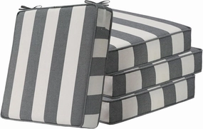 Square Corner Seat Cushions, 18.5" x 16" x 3", Set of 4, Indoor Outdoor Waterproof Weather Resistant Universal Chair Pads with Ties for Patio Furniture, Garden Deck Dining Chairs, Gray Stripe