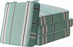 Square Corner Seat Cushions, 19" x 19" x 3", Set of 4, Indoor Outdoor Waterproof Weather Resistant Universal Chair Pads with Ties for Patio Furniture, Garden Deck Dining Chairs, Aqua Stripe