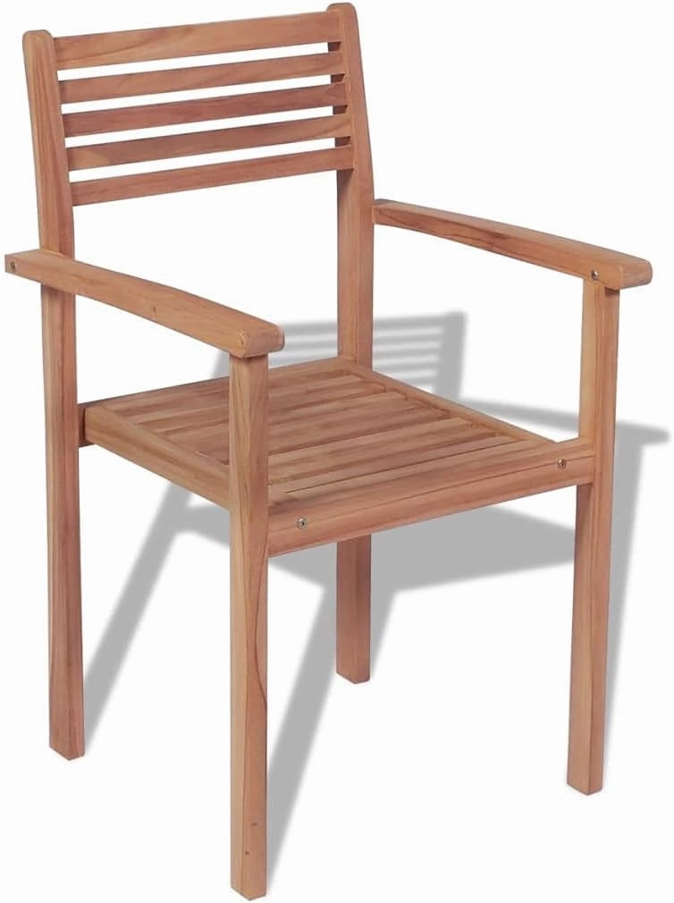 Stackable Patio Chairs Set of 2 Solid Teak Wood Outdoor Furniture for Backyard Lawn Porch with Weather-Resistant Finish