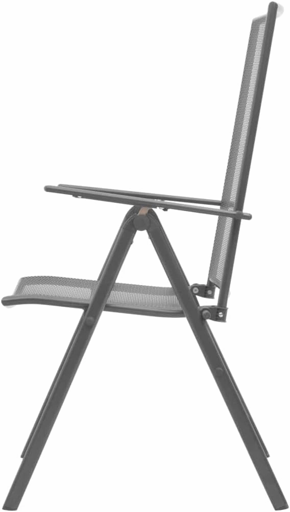 Stackable Patio Chairs Set of 2 Steel Gray Reclining Outdoor Lounge Chairs with Mesh Design Adjustable Backrest Weatherproof and Foldable Chairs for Patio, Garden, or Dining Room