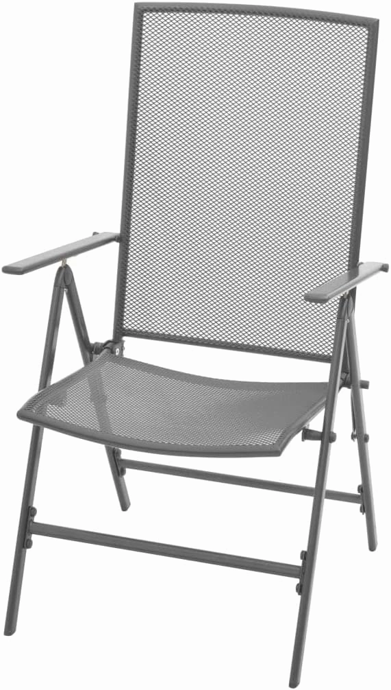 Stackable Patio Chairs Set of 2 Steel Gray Reclining Outdoor Lounge Chairs with Mesh Design Adjustable Backrest Weatherproof and Foldable Chairs for Patio, Garden, or Dining Room