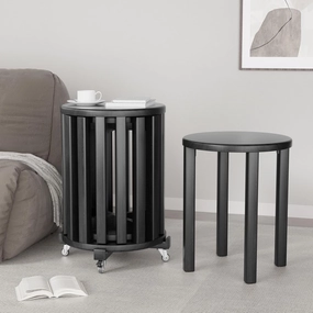 Stackable Stools Set of 4, 4-in-1 Wood Stool,Sturdy and Durable, Nesting Tables,Stacking Stools No Installation Required,Top Stackable Round Stool with Wheels for Saving Space