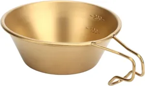 Stainless Steel Camping Cup, Camping Snow Bowl Small Camping Pot Camping Steel Bowl Stainless Camping Cookware Cook Set Outdoor(Gold)