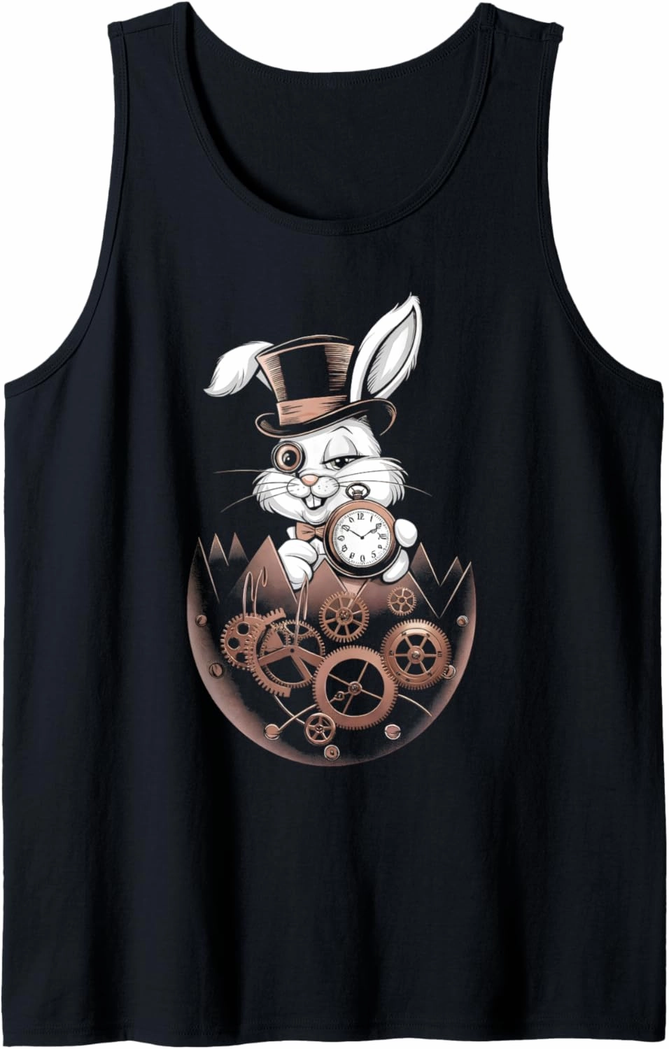 Steampunk Easter Bunny Mechanical Egg Monocle Pocket Watch Tank Top
