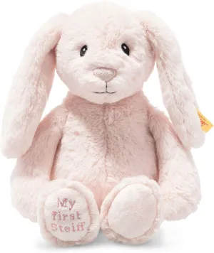 Steiff Soft Cuddly Friends My First Hoppie Rabbit 10", Premium Stuffed Animal, Pink