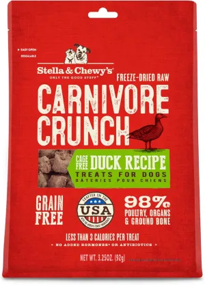 Stella & Chewy's Freeze-Dried Raw Carnivore Crunch Cage-Free Duck Recipe Dog Treats – 3.25 oz. Bag