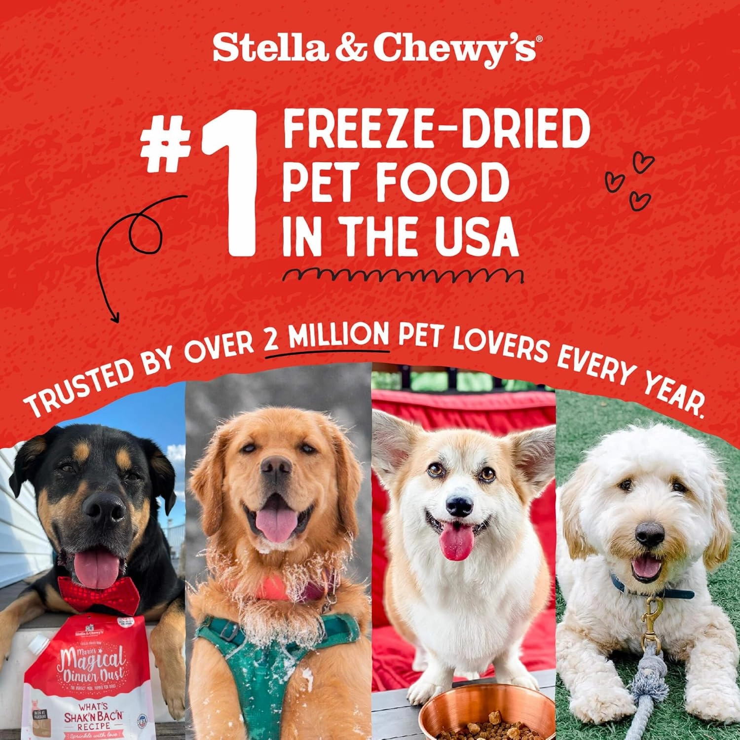 Stella & Chewy's Freeze Dried Raw Chewy’s Chicken Meal Mixers – Dog Food Topper for Small & Large Breeds – Grain Free, Protein Rich Recipe – 8 oz Bag