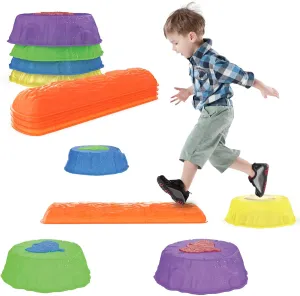 Stepping Stones for Kids - 8Pcs Non-Slip Plastic Stepping Stones with LED Lights, Preschool Balance & Gross Motor Skills Game Toys, for Toddlers 3 Years Up, Outdoor & Indoor