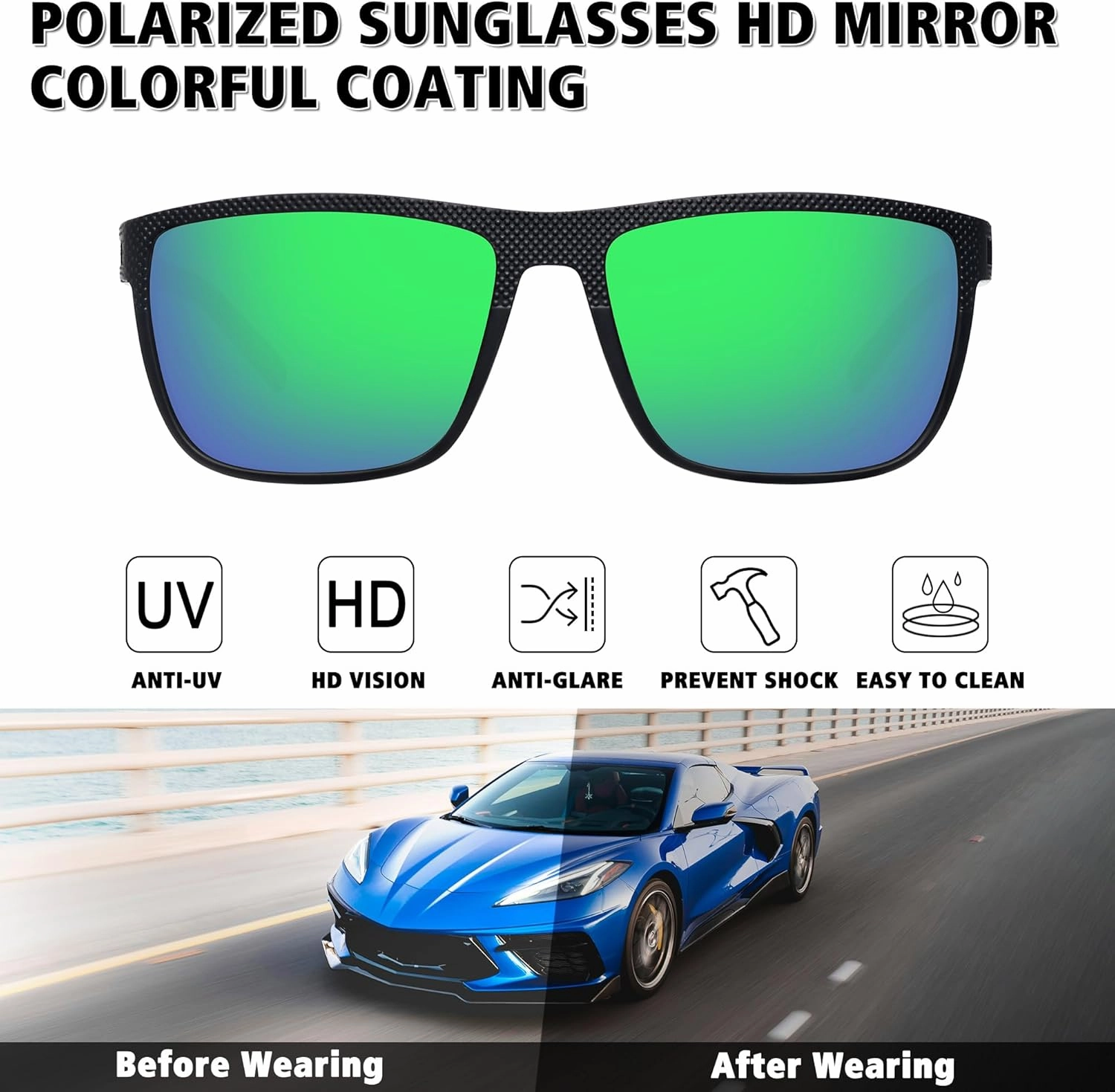 STORYCOAST Polarized Sunglasses for Men Women Classic Square Sports Fishing Running Golf Sun Glasses UV Protection