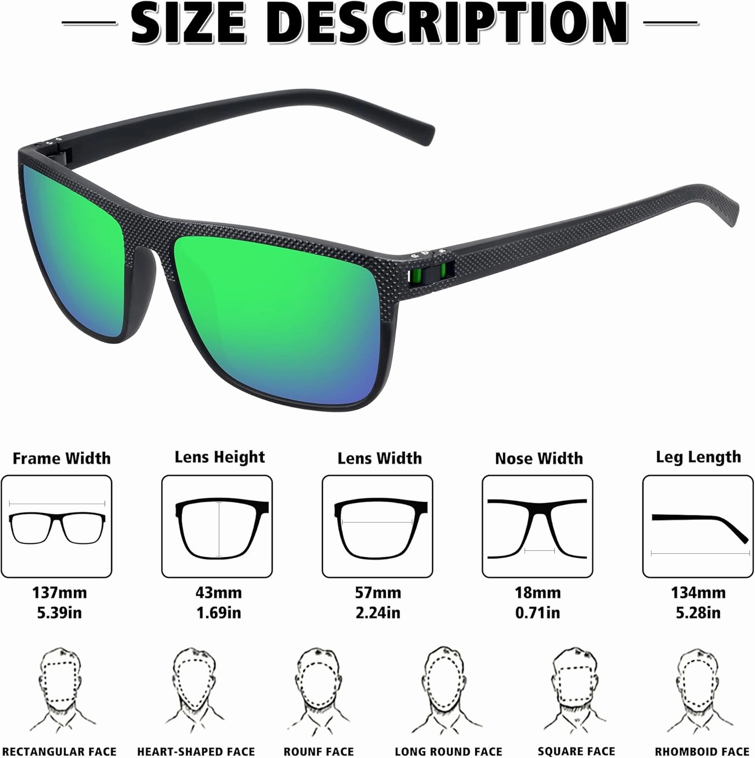 STORYCOAST Polarized Sunglasses for Men Women Classic Square Sports Fishing Running Golf Sun Glasses UV Protection