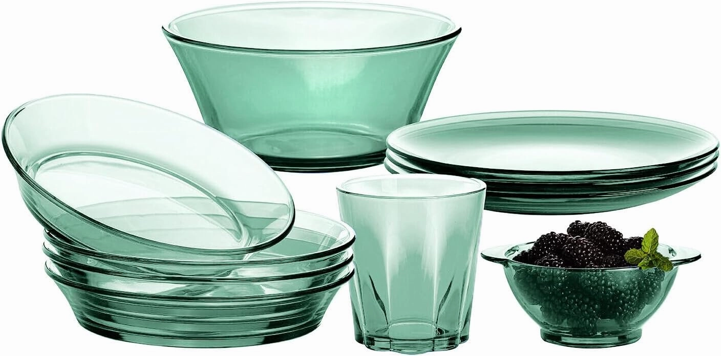 STPGoods Glass Dinner Plates - Set of 4, Blue Cobalt Transparent Glass Eating Plates, Circular Glass Dinnerware for Salad, Bread, Dinner (15.2 fl oz, Set of 4)