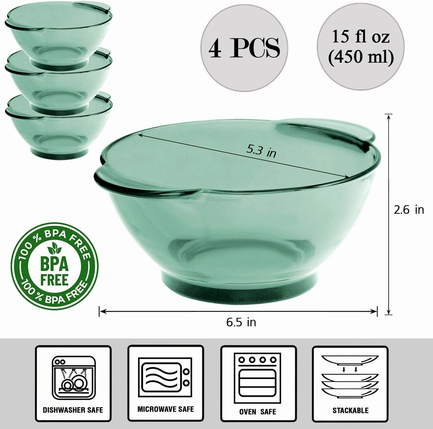 STPGoods Glass Dinner Plates - Set of 4, Blue Cobalt Transparent Glass Eating Plates, Circular Glass Dinnerware for Salad, Bread, Dinner (15.2 fl oz, Set of 4)