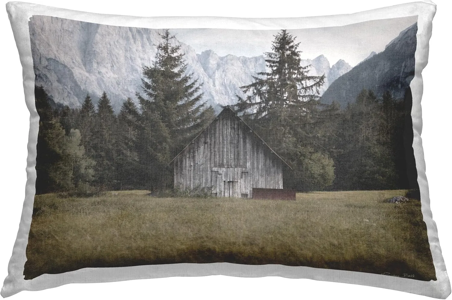 Stupell Industries Mountain Forest Cabin Design by Susan Ball Indoor Printed Throw Pillow, 14 x 7 x 20, Green
