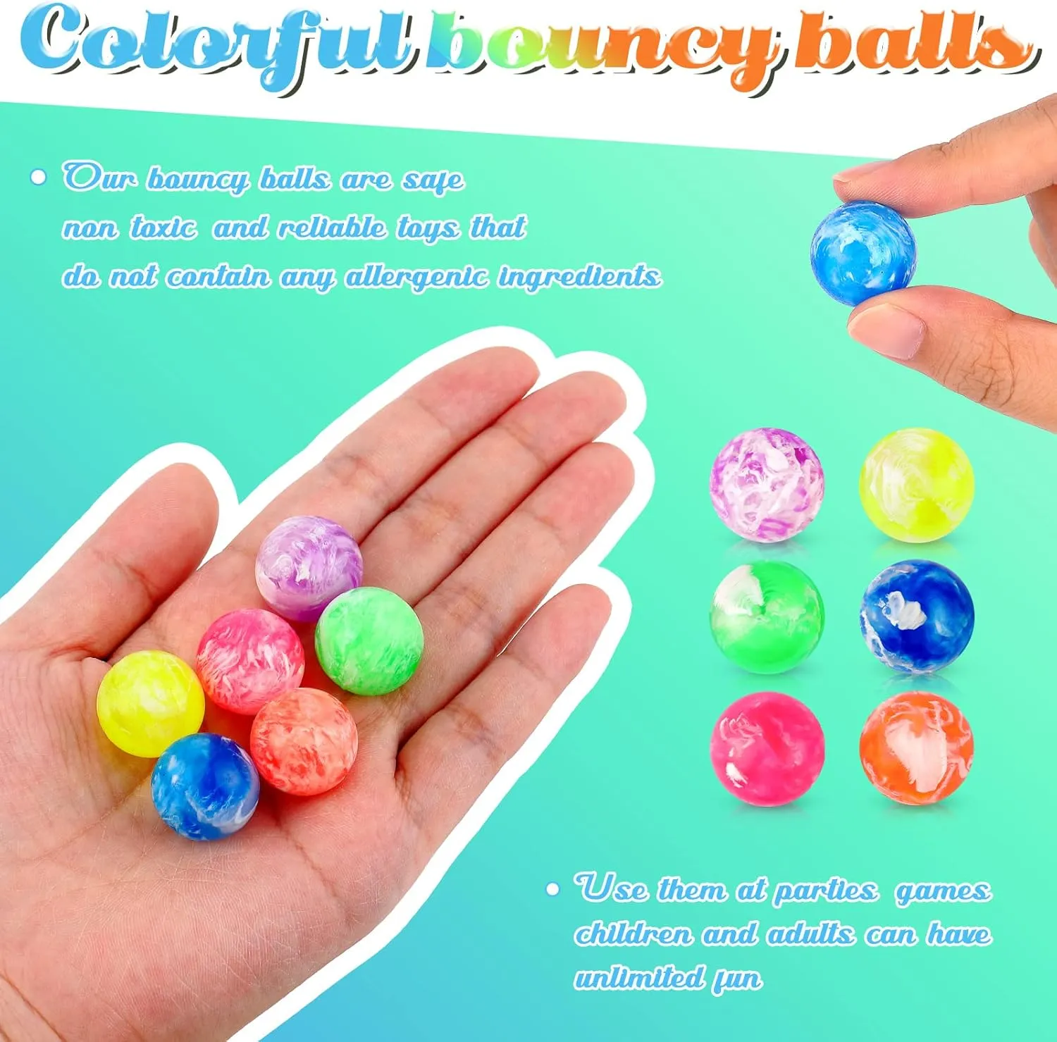 Sumind 100 Pcs Small Bouncy Balls in Bulk Rubber High Bouncing Balls for Birthday Party Favors Gift Game Prizes Vending Machines Fillers Outdoor Activities