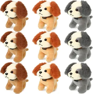 Sumind 9 Pcs 4" 5" Mini Plush Stuffed Puppy Dog Party Favor Small Dog Stuffed Animal Bulk Soft Toy Doll Cute for Kids Gift Graduation Stocking Stuffers Baby Shower Birthday(Plush Puppy)