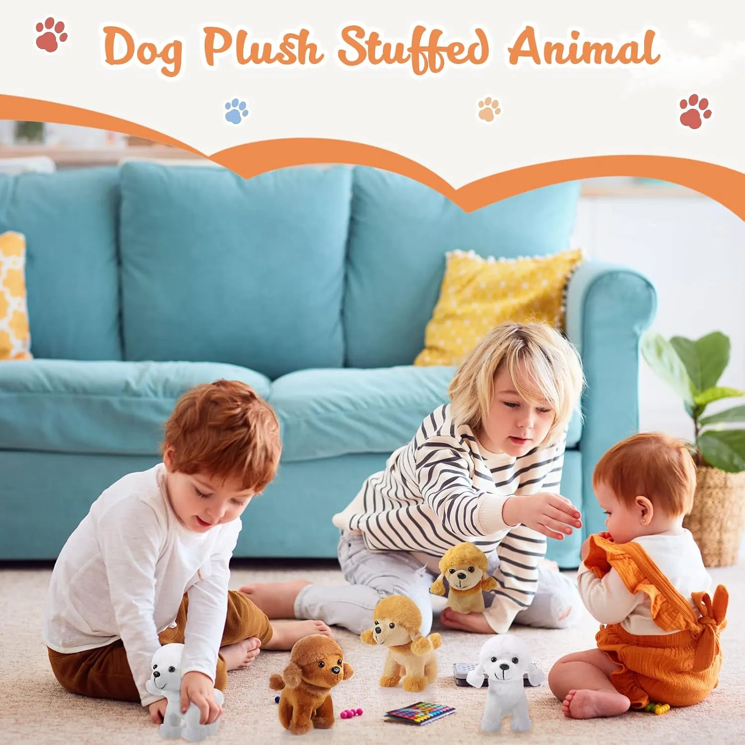 Sumind 9 Pcs 4" 5" Mini Plush Stuffed Puppy Dog Party Favor Small Dog Stuffed Animal Bulk Soft Toy Doll Cute for Kids Gift Graduation Stocking Stuffers Baby Shower Birthday(Poodle Puppy)