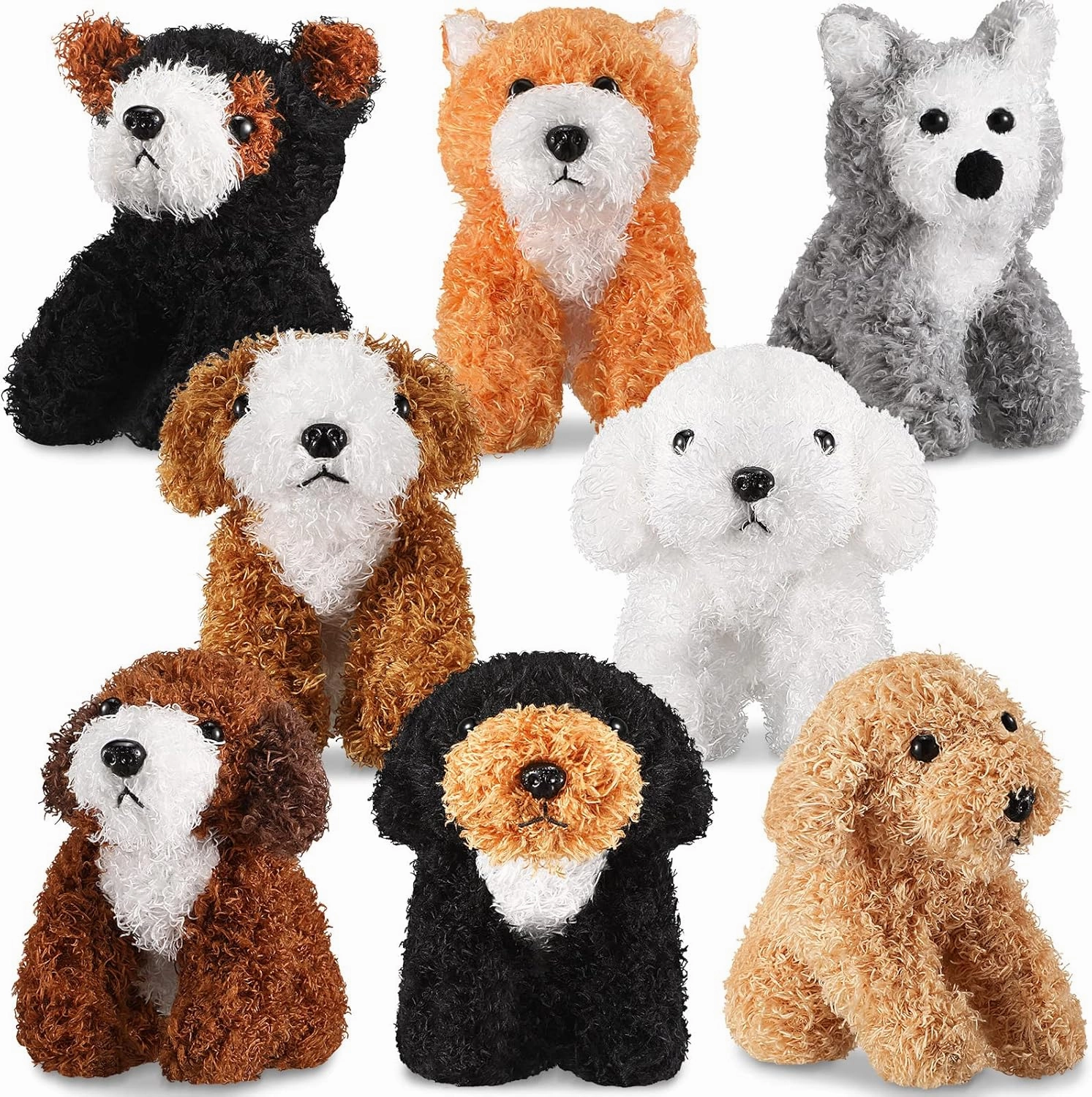 Sumind 8 Pieces Plush Dogs 5 Inch Stuffed Animals Bulk Assorted Cute Stuffed Dogs Small Animal Plush Toys for Girls Boys Graduation Valentine School Classroom Party Supplies Favors(Squatting Dog)