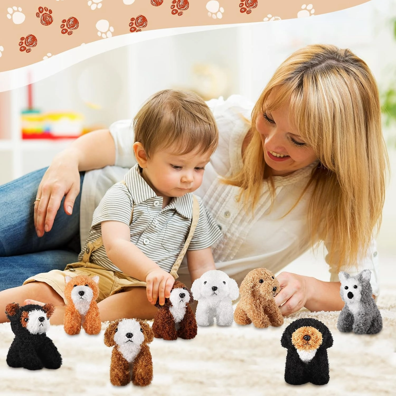 Sumind 8 Pieces Plush Dogs 5 Inch Stuffed Animals Bulk Assorted Cute Stuffed Dogs Small Animal Plush Toys for Girls Boys Graduation Valentine School Classroom Party Supplies Favors(Squatting Dog)