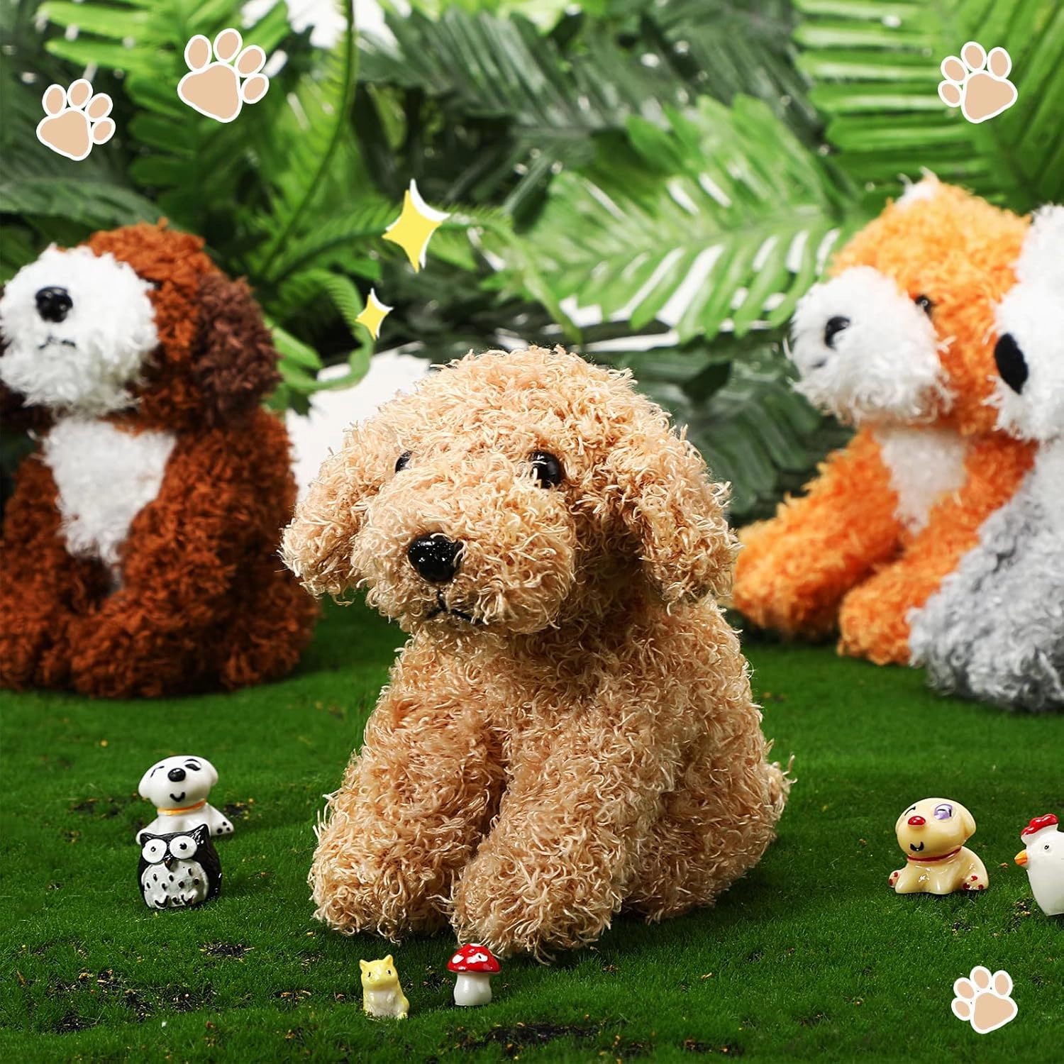 Sumind 8 Pieces Plush Dogs 5 Inch Stuffed Animals Bulk Assorted Cute Stuffed Dogs Small Animal Plush Toys for Girls Boys Graduation Valentine School Classroom Party Supplies Favors(Squatting Dog)
