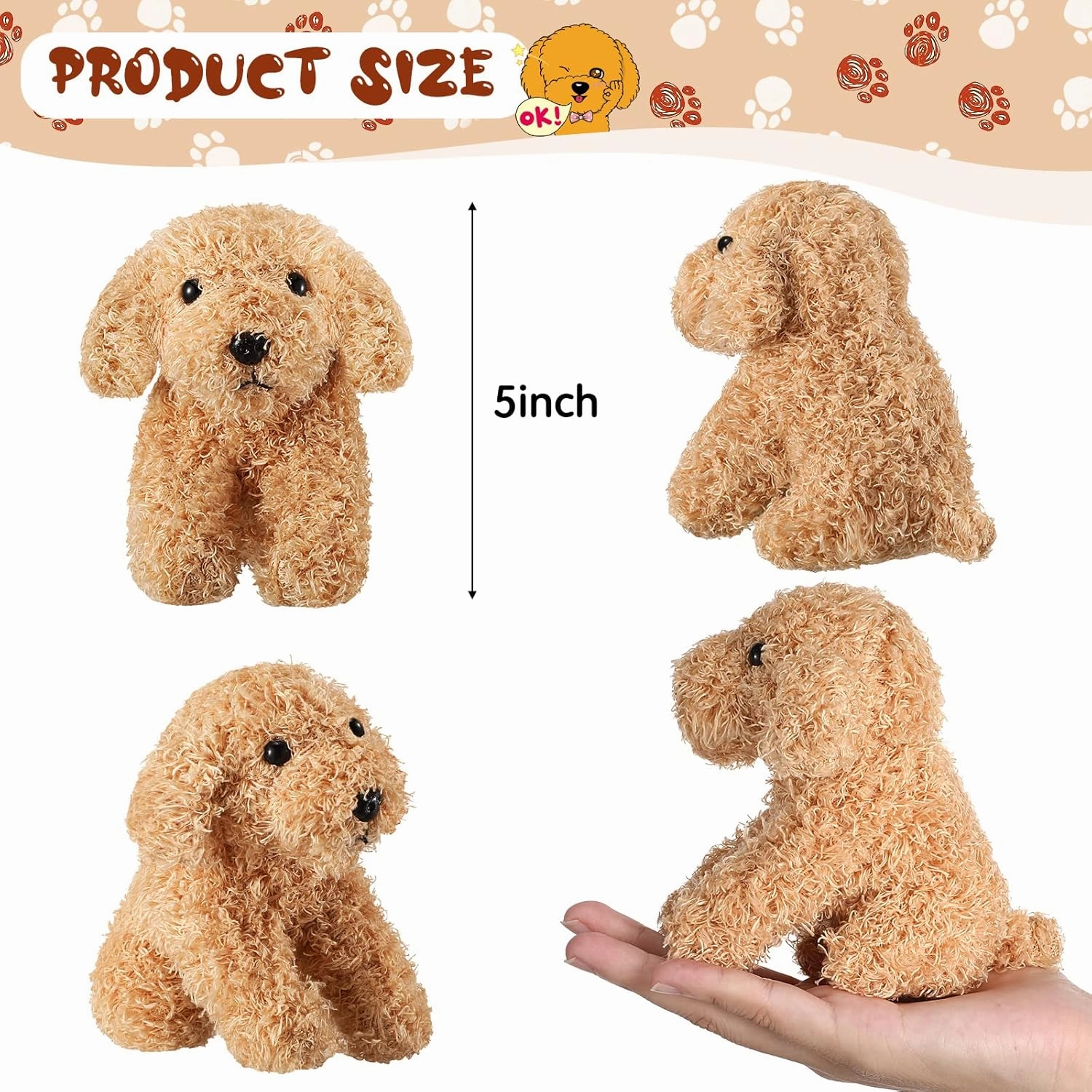 Sumind 8 Pieces Plush Dogs 5 Inch Stuffed Animals Bulk Assorted Cute Stuffed Dogs Small Animal Plush Toys for Girls Boys Graduation Valentine School Classroom Party Supplies Favors(Squatting Dog)