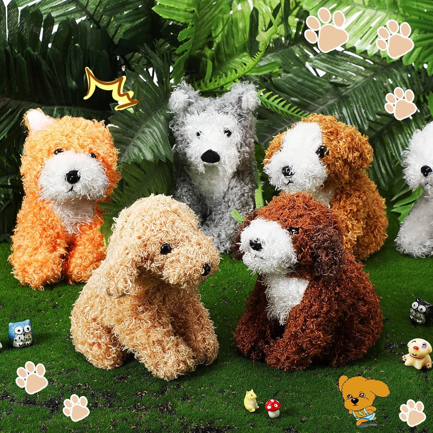 Sumind 8 Pieces Plush Dogs 5 Inch Stuffed Animals Bulk Assorted Cute Stuffed Dogs Small Animal Plush Toys for Girls Boys Graduation Valentine School Classroom Party Supplies Favors(Squatting Dog)
