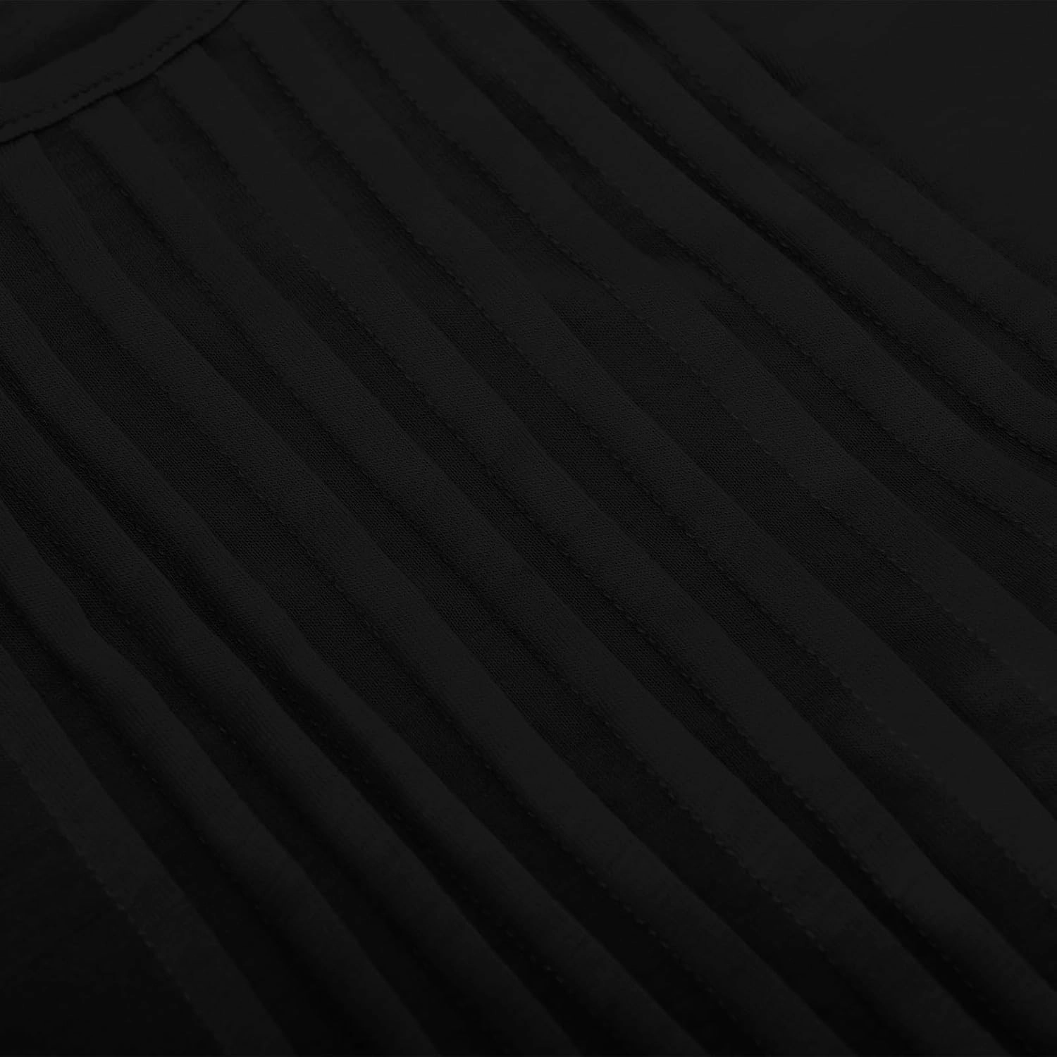 Summer Dresses for Women 2025 Pleated Short Sleeve Crewneck Womens Dresses Plain Casual Beach Dress with Pockets