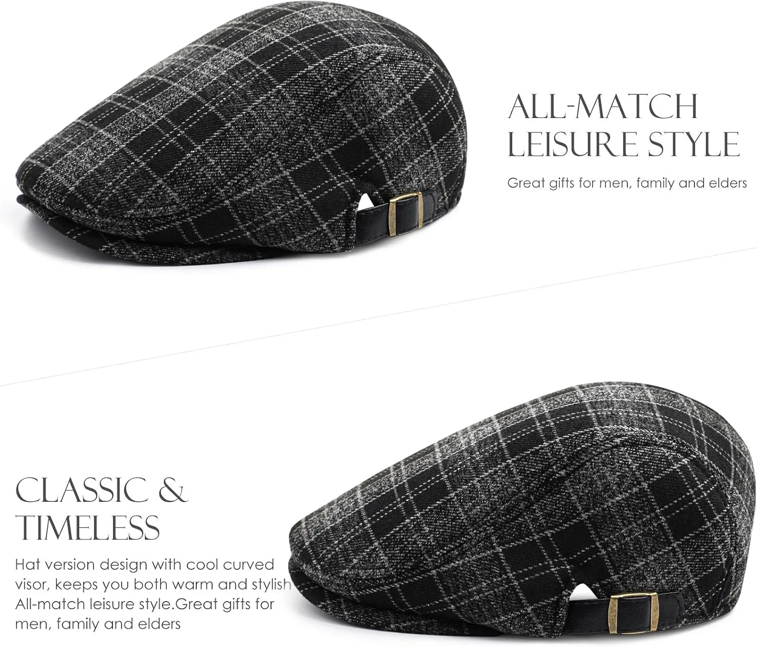 Sumolux Mens Newsboy Cap Winter Beret Hat Cabbie Flat Cap