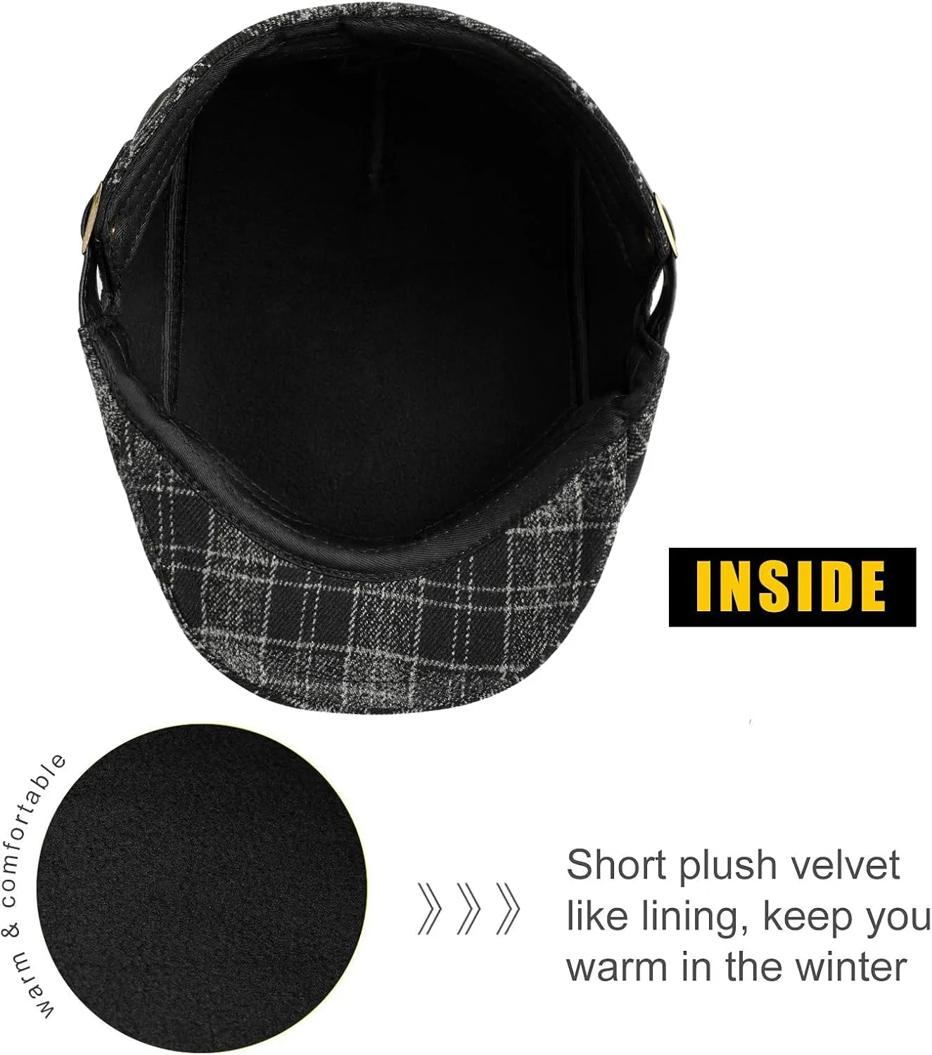 Sumolux Mens Newsboy Cap Winter Beret Hat Cabbie Flat Cap