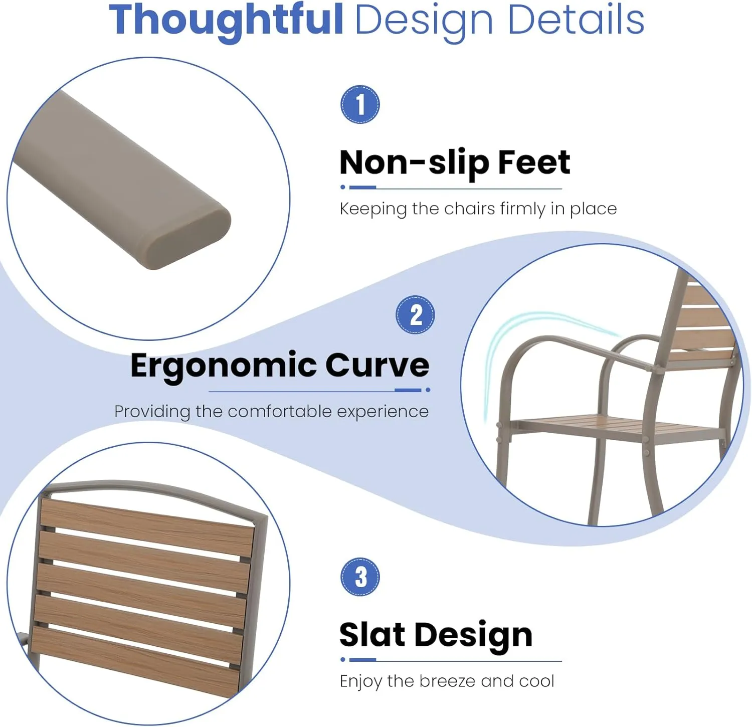 SUNSITT Patio Dining Chairs Set of 2, Aluminum Outdoor Dining Chairs with Faux Wood Slats, All-Weather Stackable Patio Chairs w/Armrests for Lawn, Porch, Garden and Deck, Teak