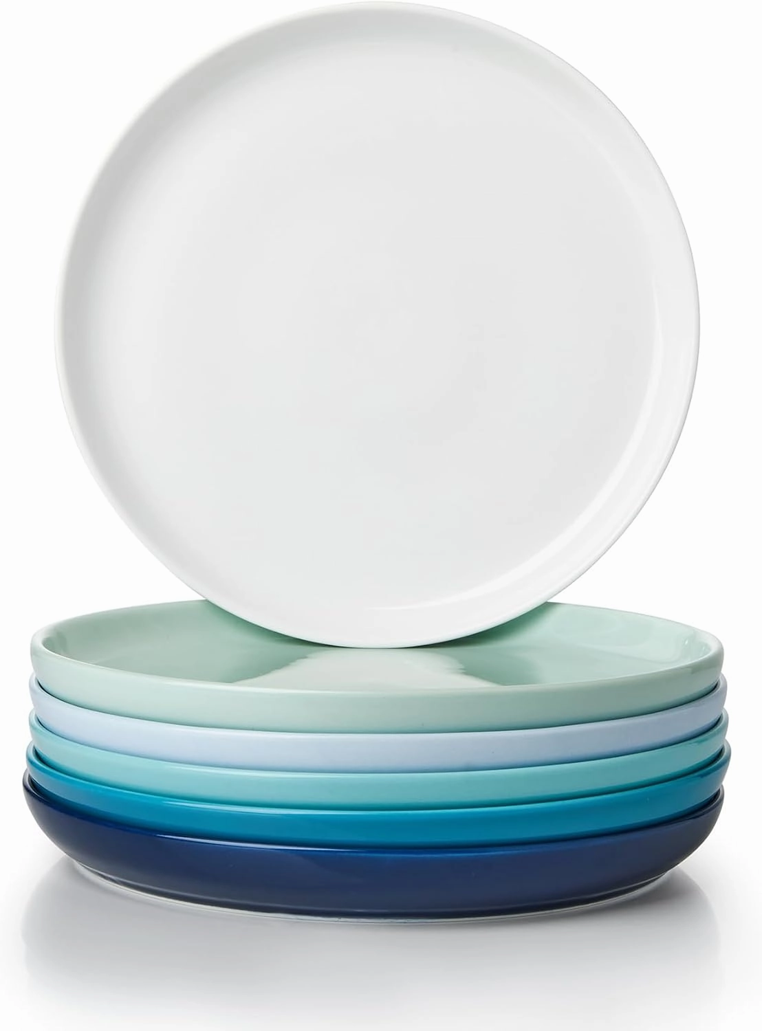 Sweese Porcelain 7.4 Inch Dessert Plates Set of 6 - Salad Modern Appetizer Plates - Dishwasher, Microwave, Oven Safe, Smooth Glaze, Scratch Resistant